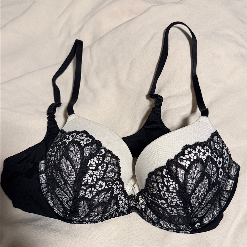 Auden Black and White Lace Bra